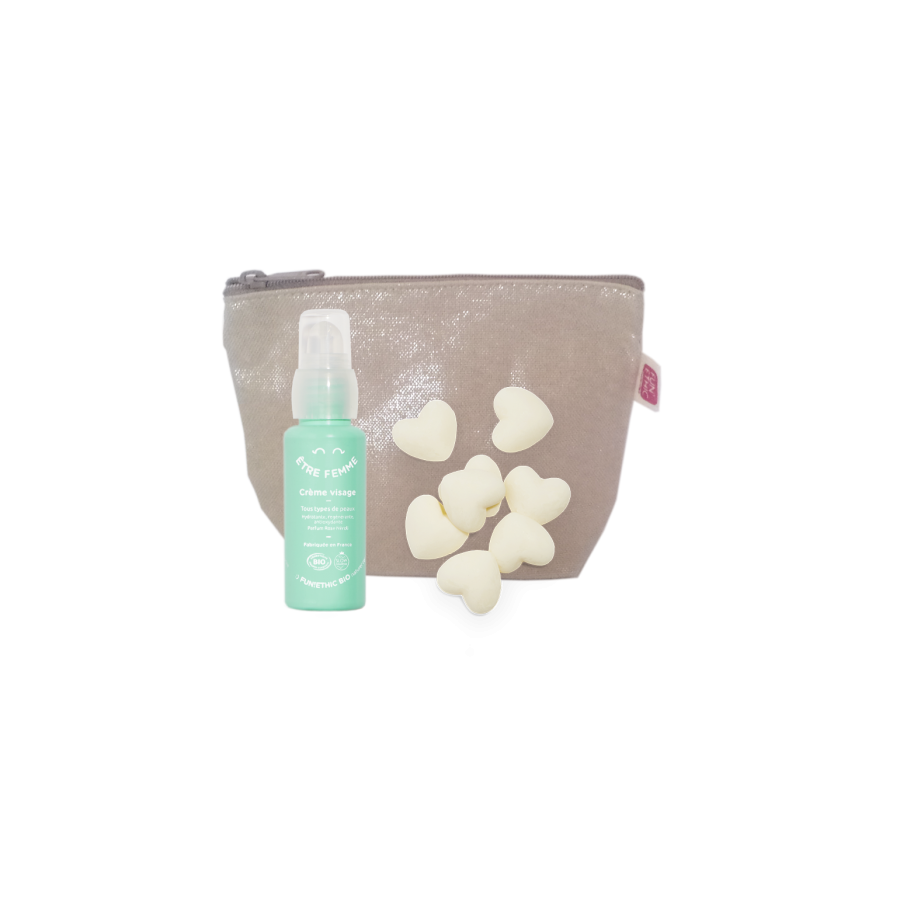 Crème visage Être Femme, galets parfumés et trousse offerte